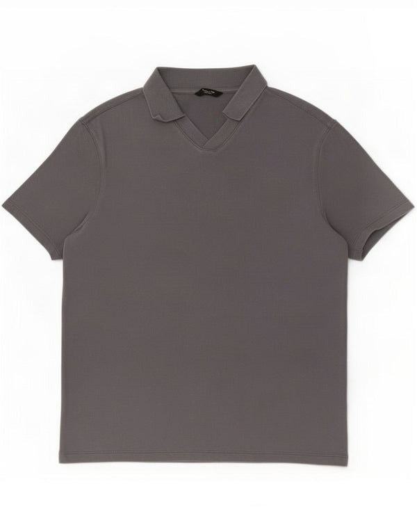 Massimo Dutti Womens Polo Shirt UK 14 Medium Grey Cotton