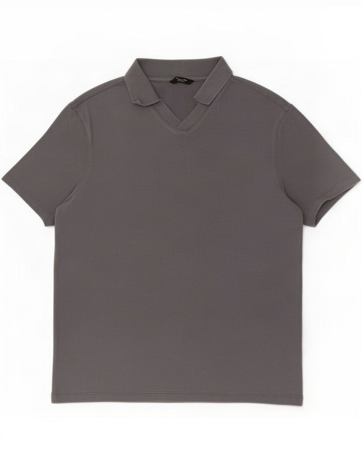 Damska koszulka polo Massimo Dutti UK 14, średnia szara bawełna