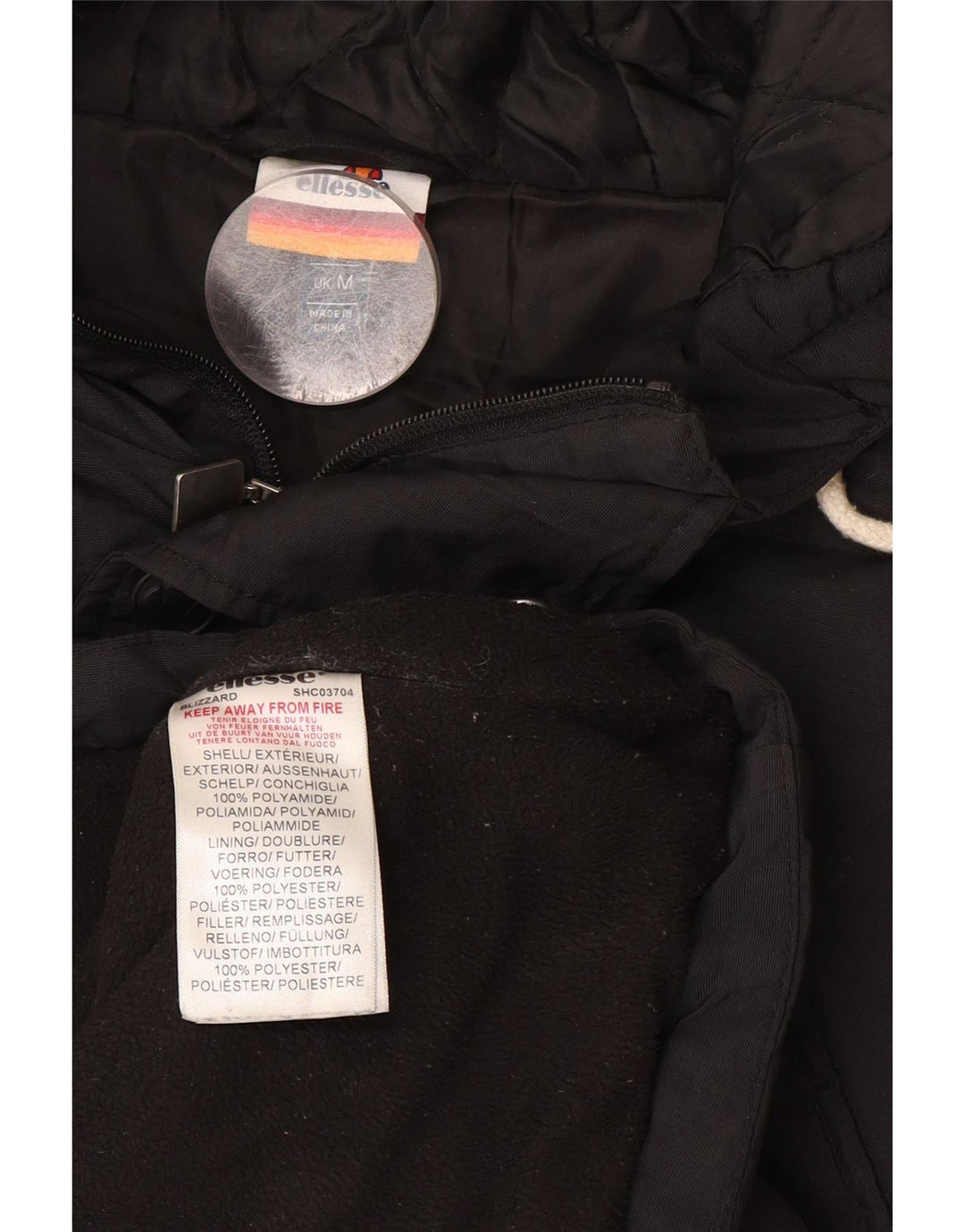 Męska kurtka parka z kapturem Ellesse UK 38, średni czarny poliester