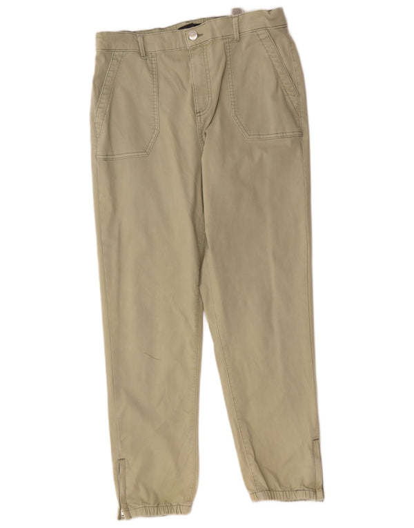 Marks & Spencer Damskie spodnie codzienne z wysokim stanem UK 14, duże W32 L27 Khaki