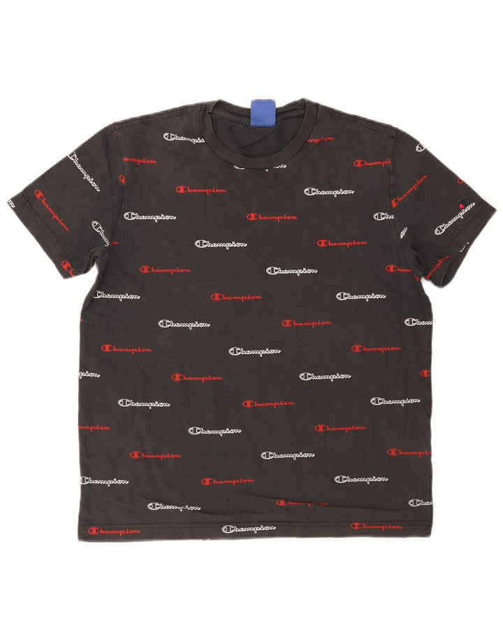 Męski T-shirt Champion z grafiką, mały, szary, bawełniany