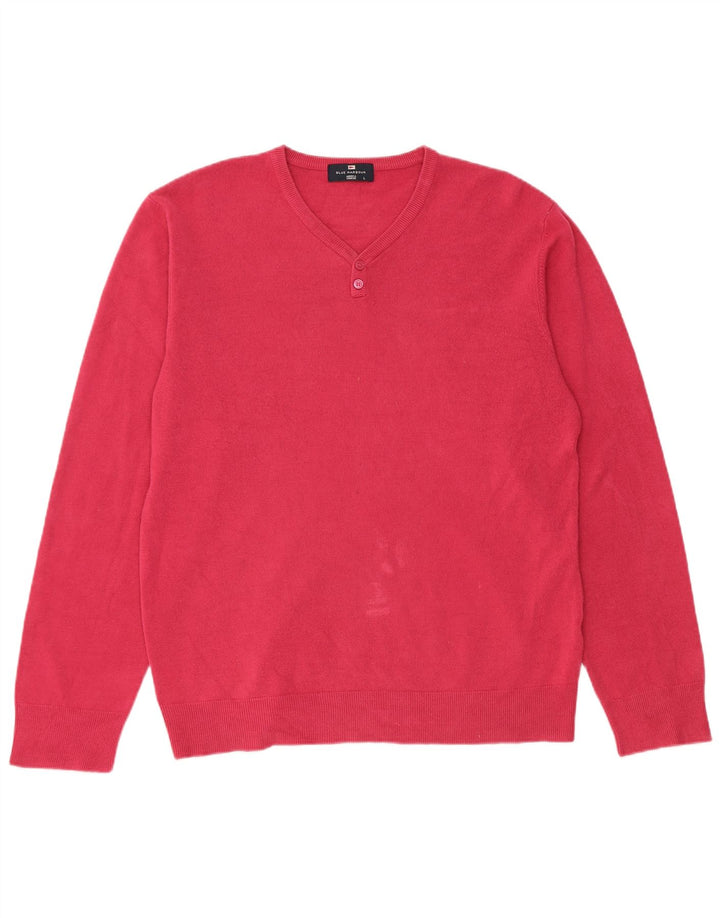 Marks & Spencer Damski sweter z dekoltem w kształcie litery V, UK 16, duży różowy