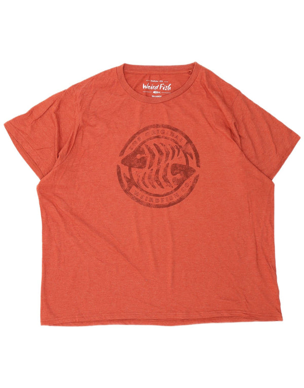 Męska koszulka z grafiką Weird Fish, 5XL, pomarańczowa, bawełniana