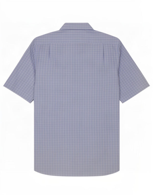Męska koszula z krótkim rękawem Massimo Dutti, rozmiar 42, duża, niebieska, bawełniana krata