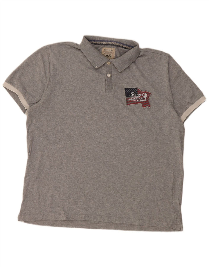 Męska koszulka polo z grafiką Marlboro Classics XL, szara, nakrapiana bawełna