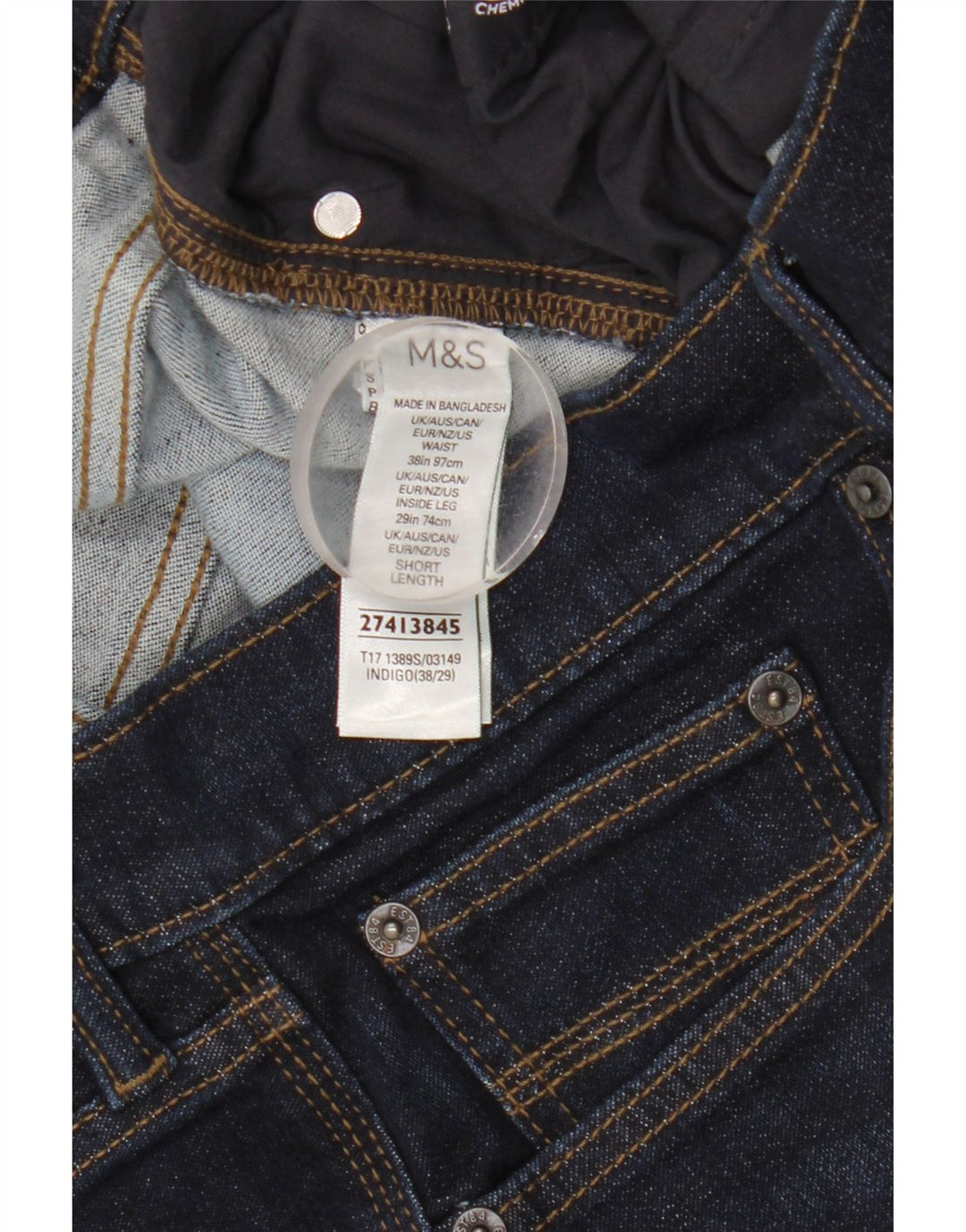 Marks & Spencer Męskie jeansy slim W38 L29 Granatowe, bawełniane