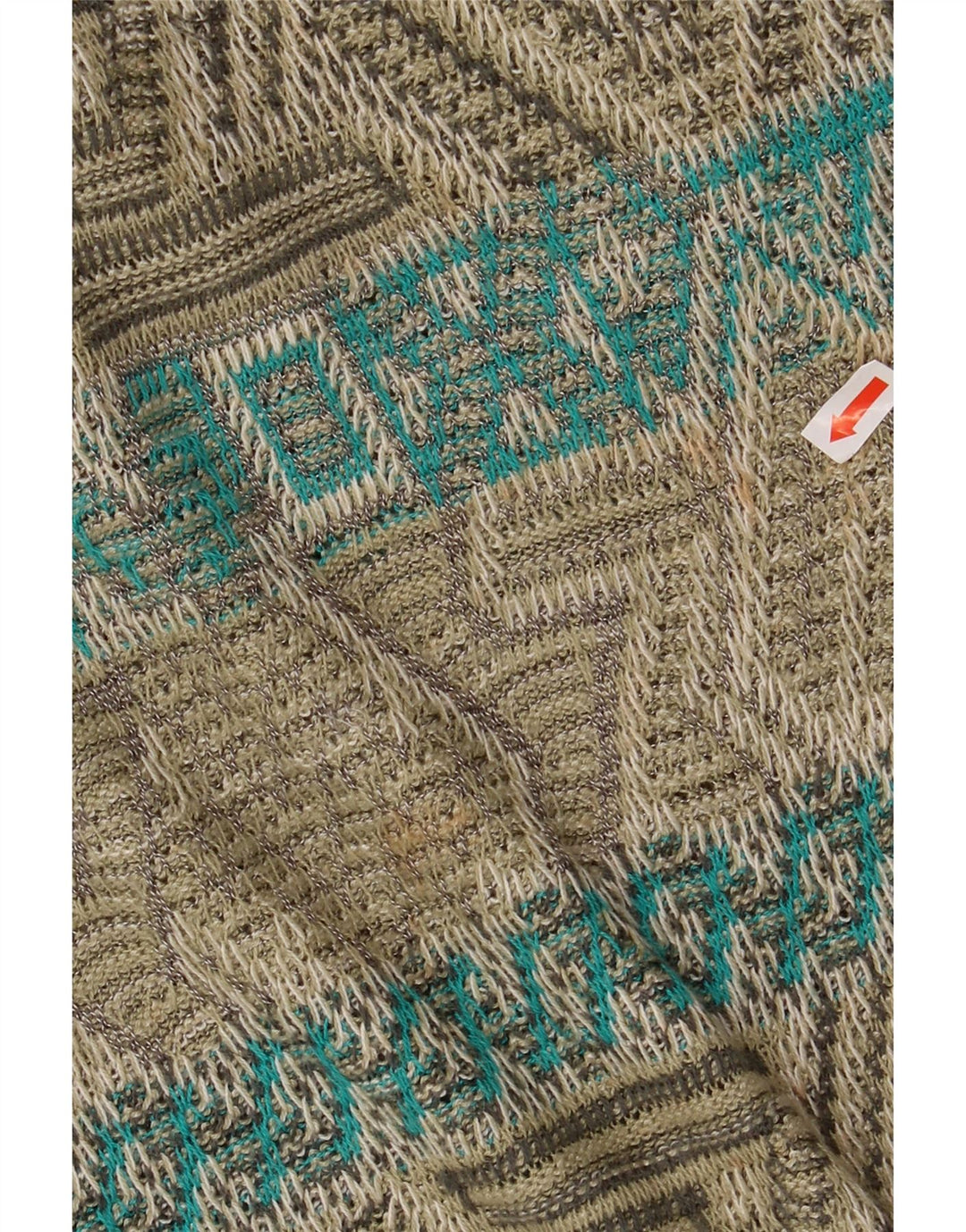 Męski sweter James Dillon z dekoltem w kształcie litery V, duży, geometryczny akryl w kolorze khaki