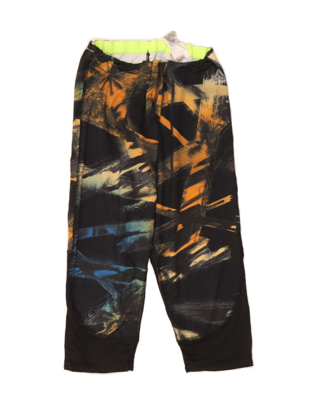 REEBOK Womens Capri Leggings UK 12/14 Medium  Black Geometric Vintage Reebok and Second-Hand Reebok from Messina Hembry 