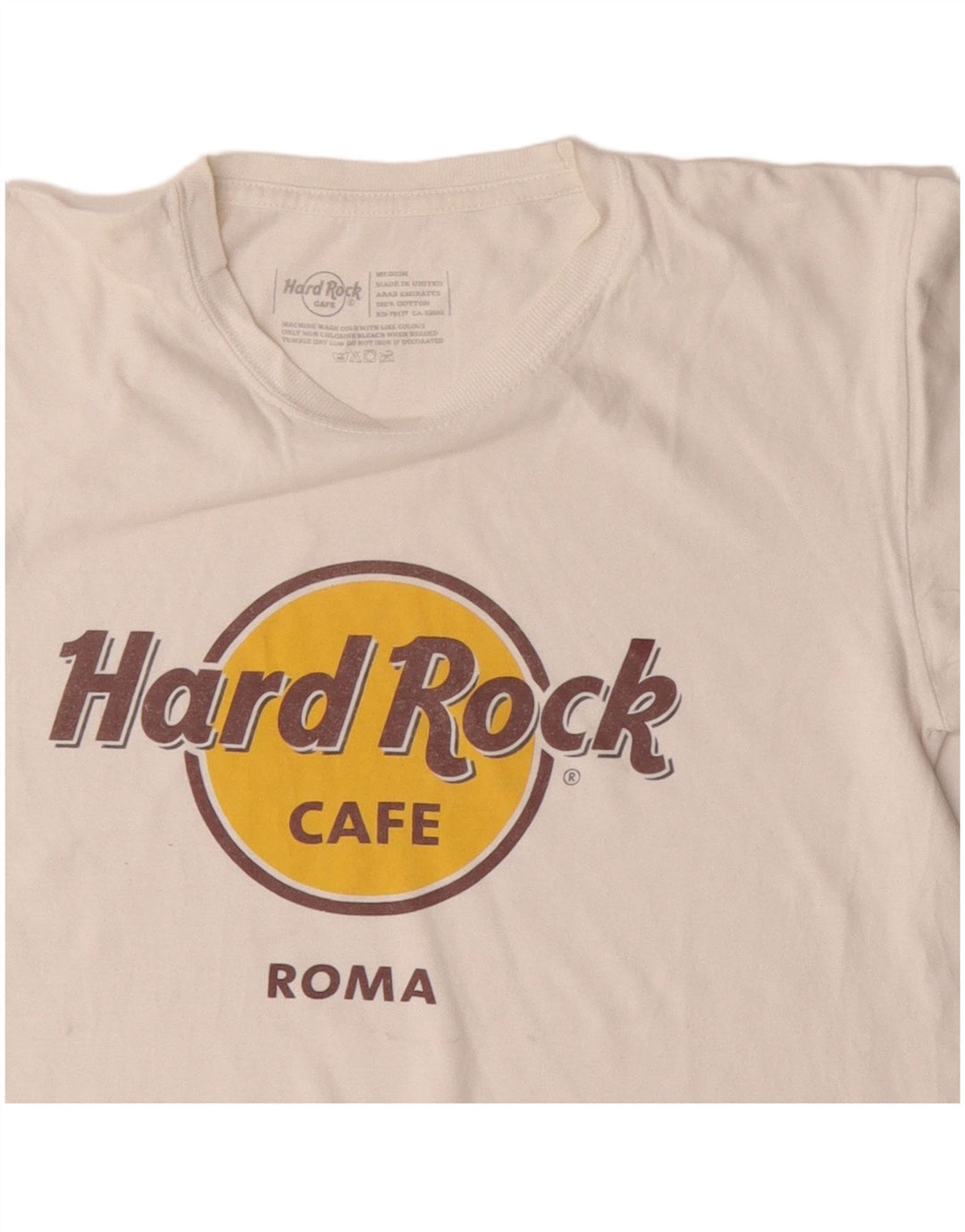Męska koszulka z grafiką Hard Rock Cafe Roma, średnia, biała, bawełniana