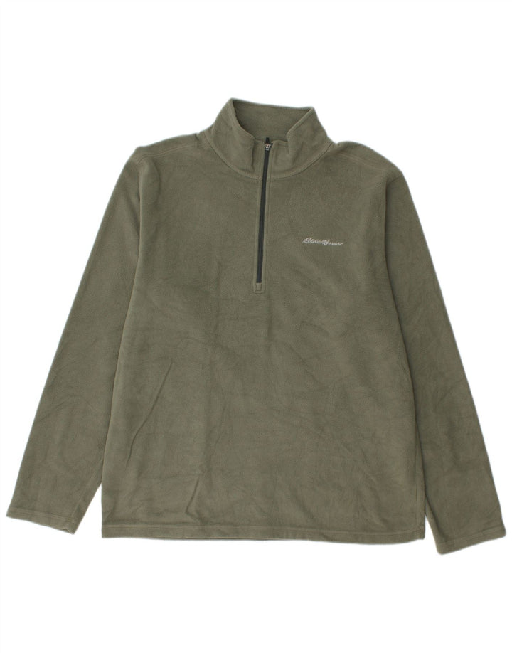 Męski sweter polarowy Eddie Bauer z zamkiem błyskawicznym, średni poliester w kolorze khaki