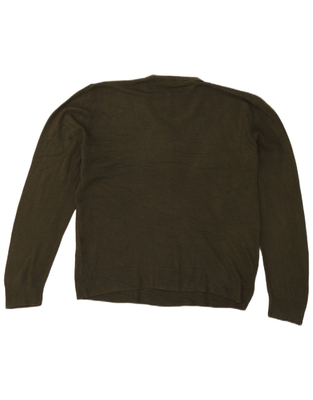 Marks & Spencer Męski sweter z dekoltem w kształcie litery V, duży, akrylowy khaki