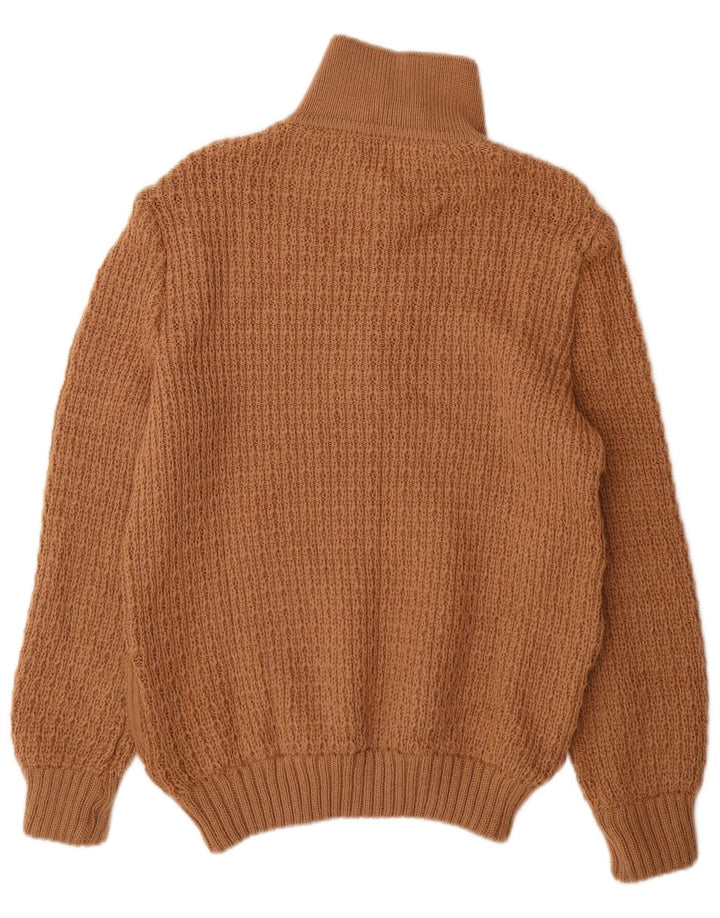 Męski sweter zapinany na guziki w stylu vintage, średni brąz
