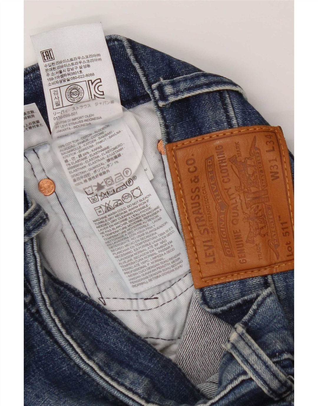 Męskie jeansy Levi's 511 Slim W31 L34 Niebieskie bawełniane