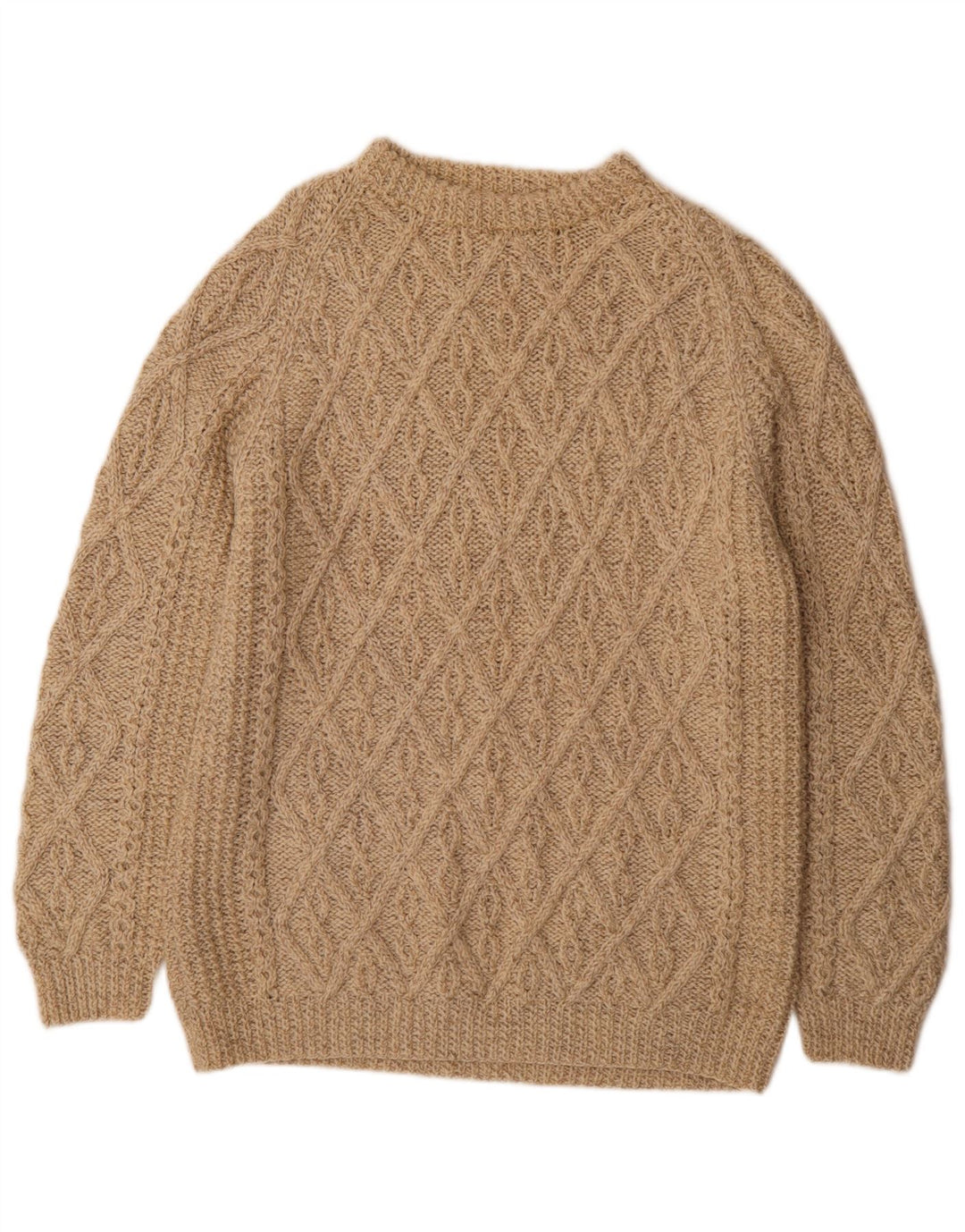 Vintage męski sweter z okrągłym dekoltem, średnio beżowy, geometryczny
