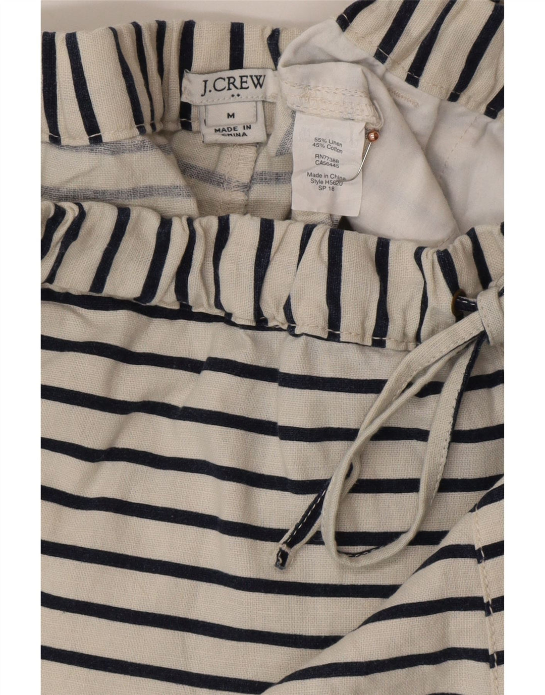 Spodnie damskie J. CREW, średnie, lniane w paski, średnie W30 w kolorze złamanej bieli