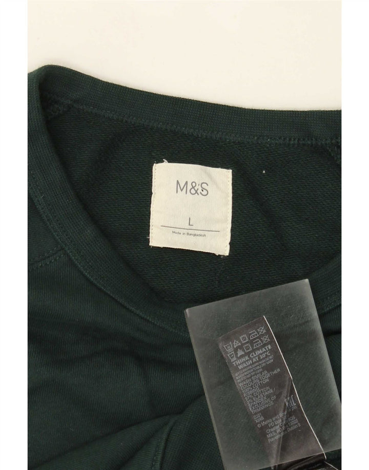 Marks & Spencer Męski sweter, duży, zielony, bawełniany
