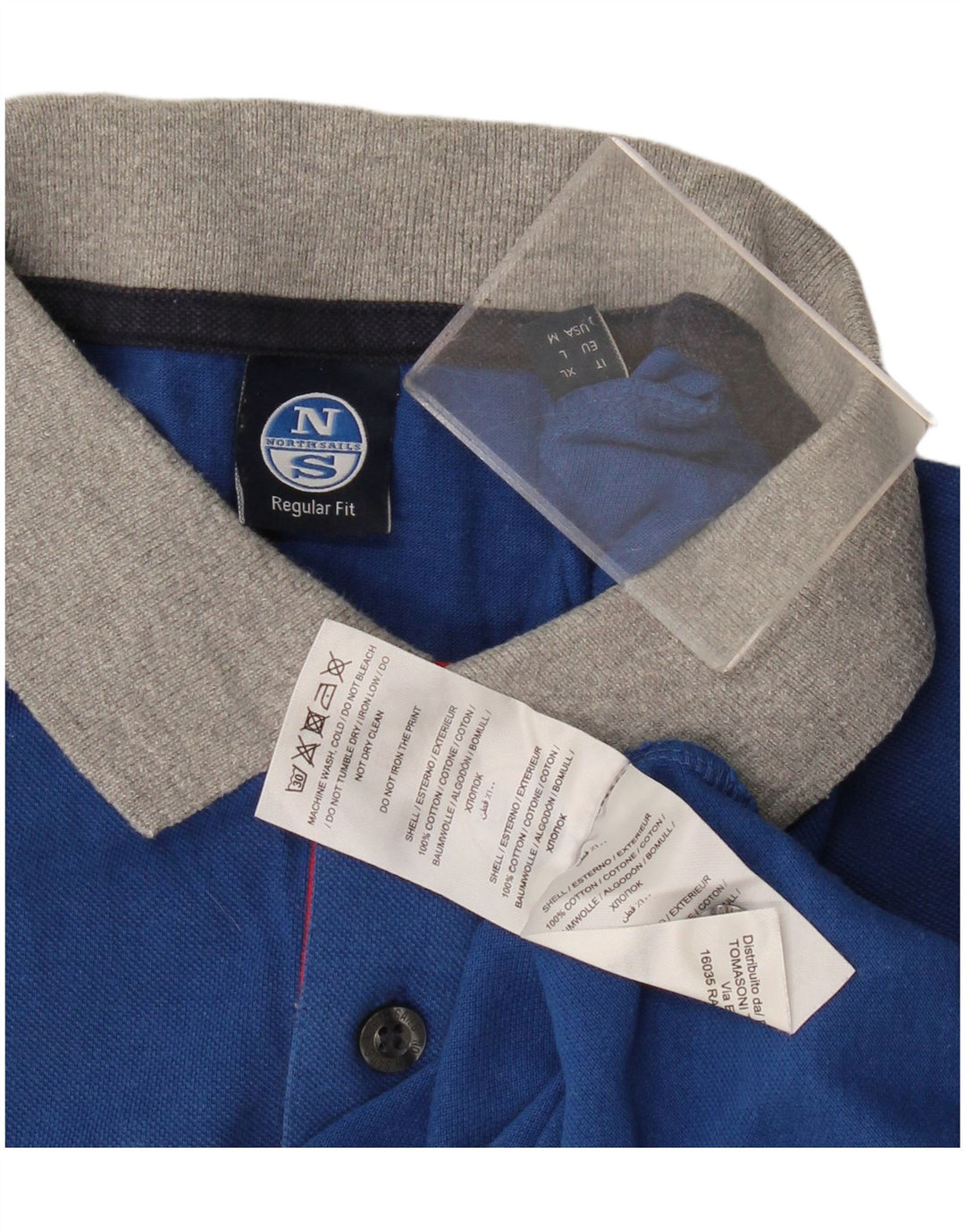 Męska koszulka polo North Sails o regularnym kroju, średnia, granatowa, bawełniana w bloki kolorów