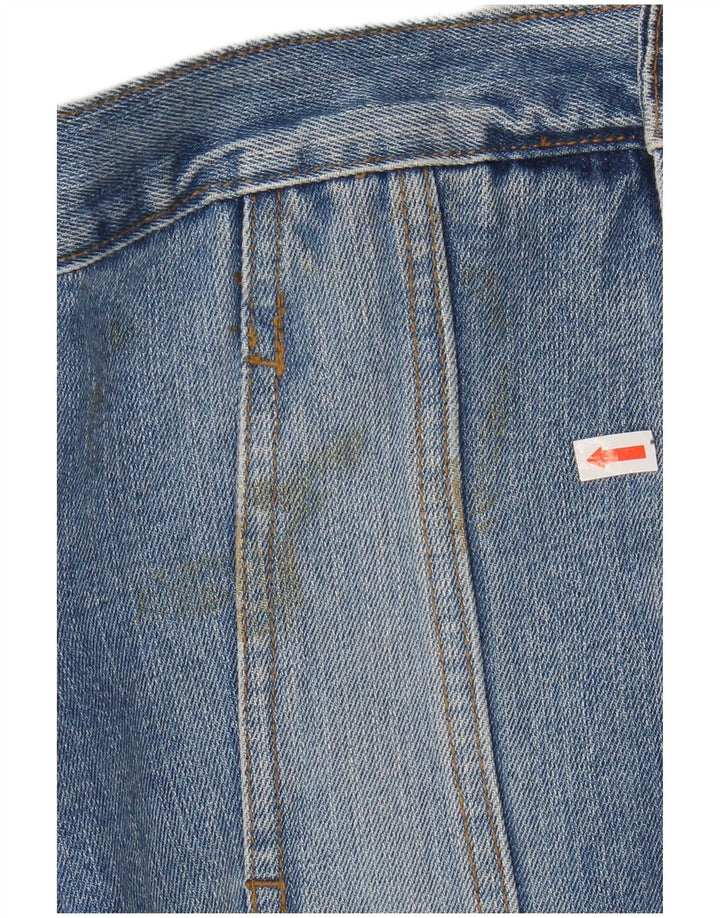 Damska kurtka jeansowa VINTAGE Crop UK 14, duża niebieska bawełna