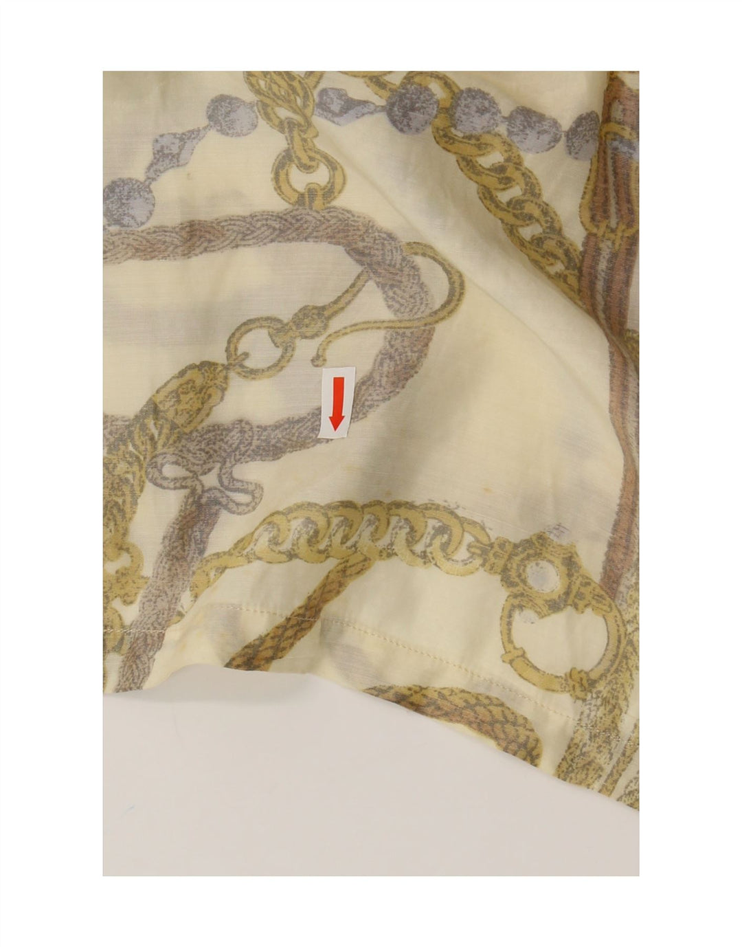 Bluzka damska VINTAGE w abstrakcyjny wzór UK 16, duża, beżowa, akrylowa