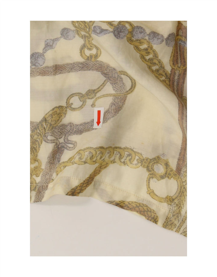 Bluzka damska VINTAGE w abstrakcyjny wzór UK 16, duża, beżowa, akrylowa