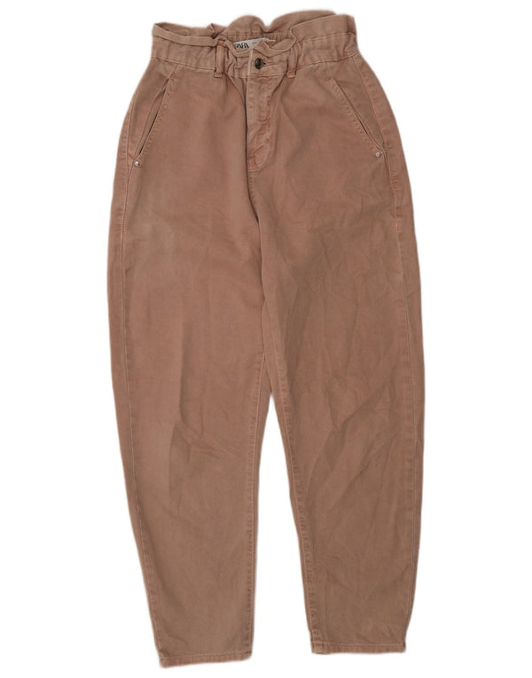 Damskie zwężane spodnie chino z wysokim stanem Zara EU 36 XS W26 L26 Różowa bawełna