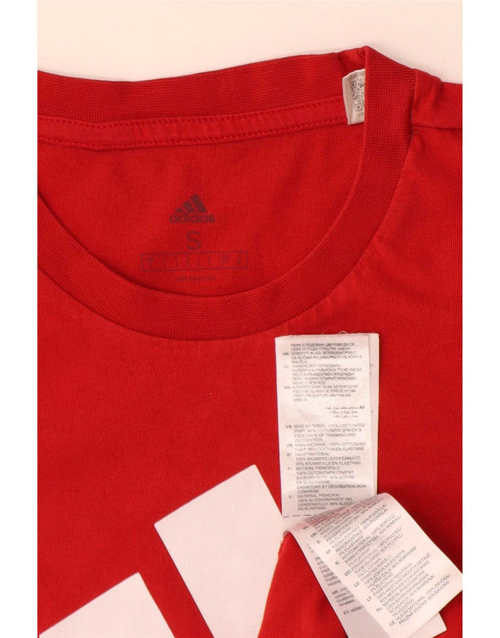 Męska koszulka z grafiką Adidas, mała, czerwona, bawełniana