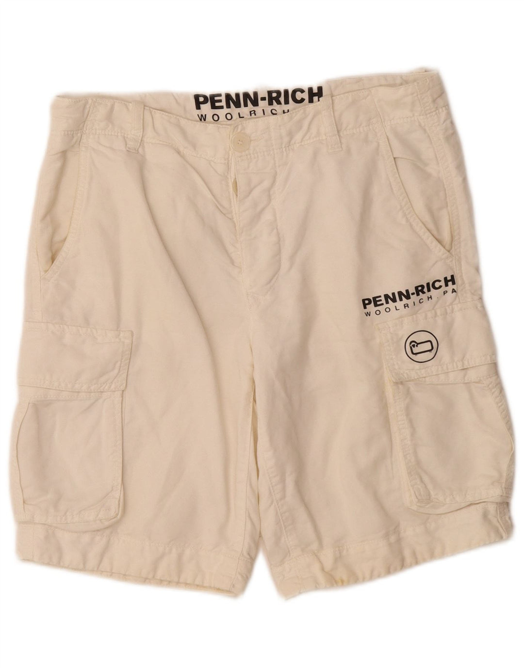 Męskie spodenki cargo Woolrich Penn-Rich Graphic Small W29 w kolorze złamanej bieli