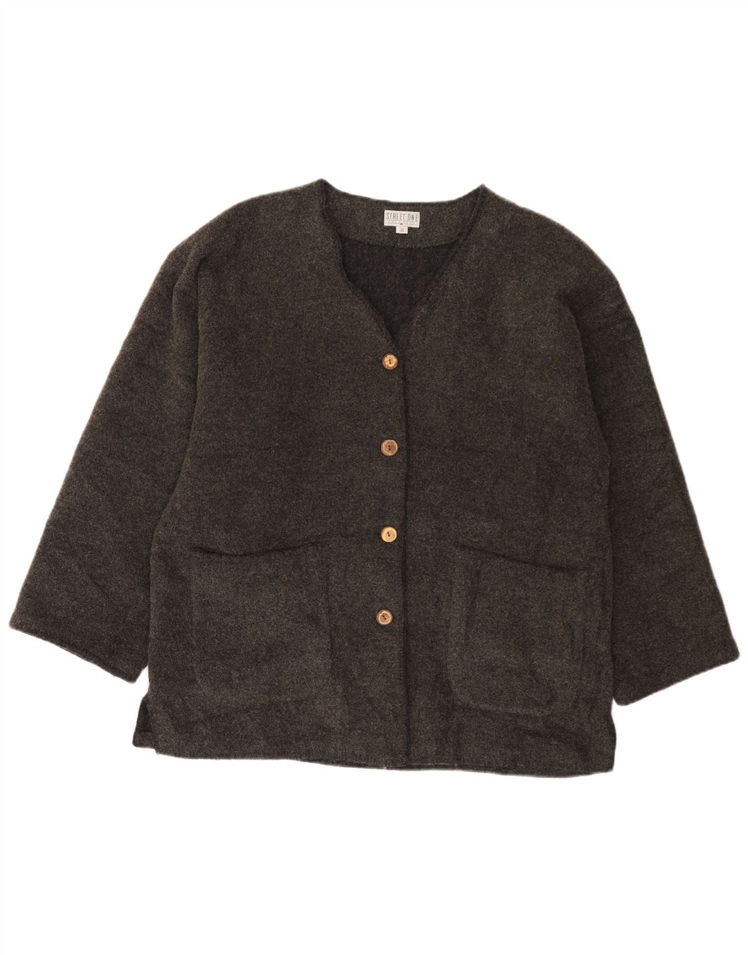 Damska marynarka Street One Oversize zapinana na 4 guziki EU 36 Mała szara wełna