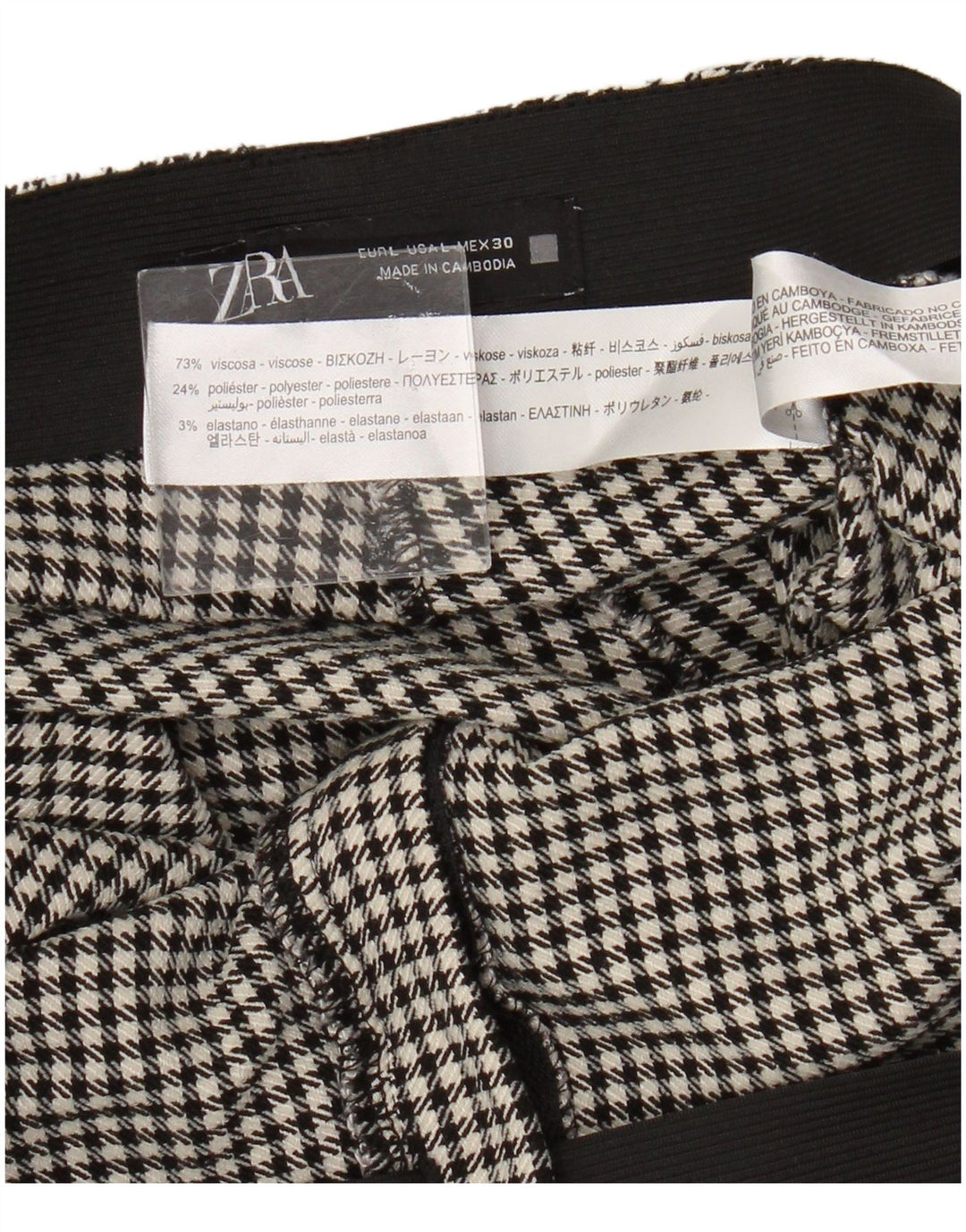 Damskie krótkie spodnie Zara z wysokim stanem, duże W30 L25, czarne pepitkę