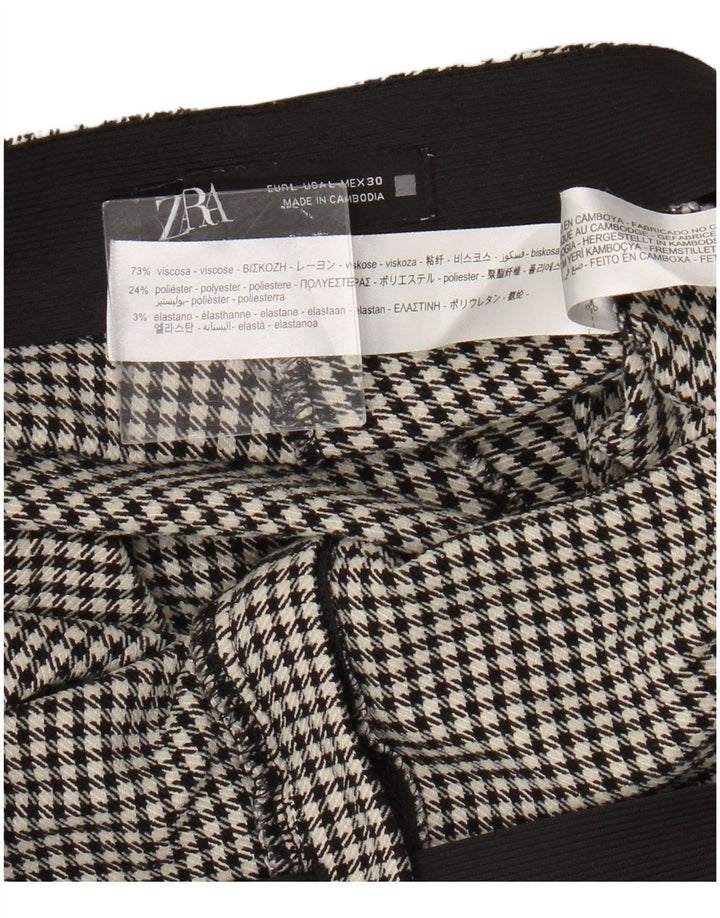 Damskie krótkie spodnie Zara z wysokim stanem, duże W30 L25, czarne pepitkę