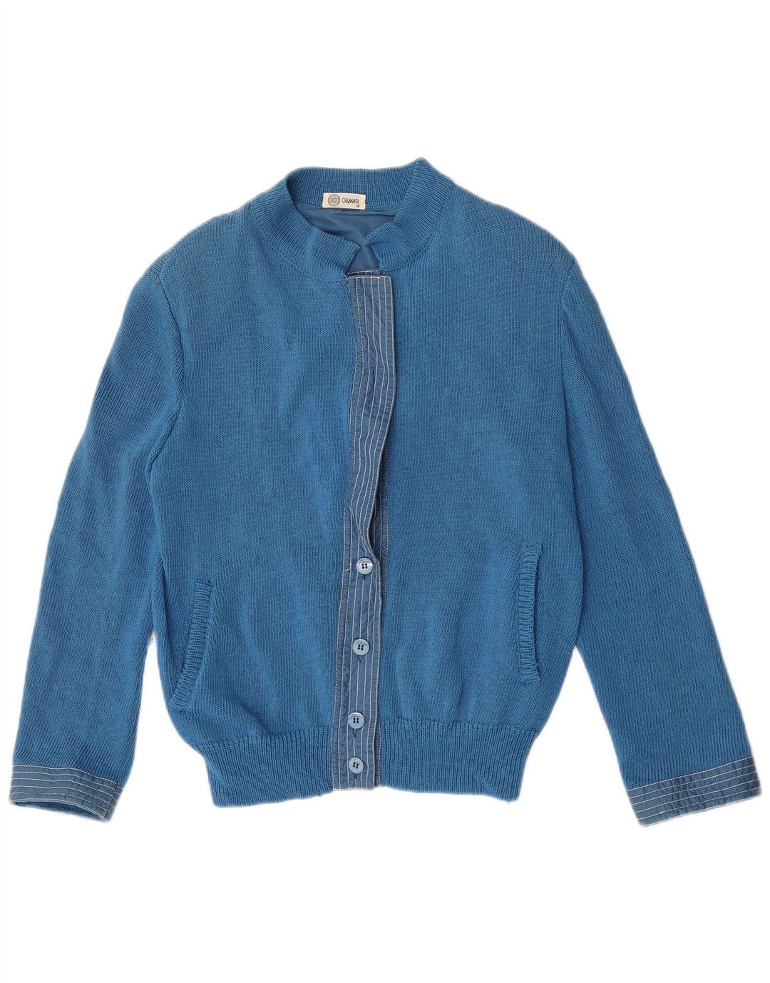 Sweter damski w stylu vintage IT 44 Średni niebieski wełniany