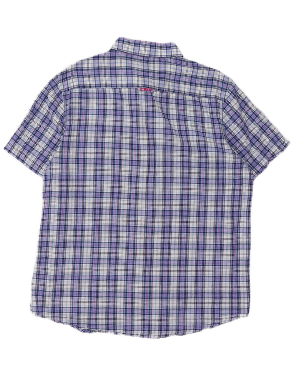Crew Clothing Męska koszula z krótkim rękawem o klasycznym kroju XL, bawełniana w niebieską kratkę