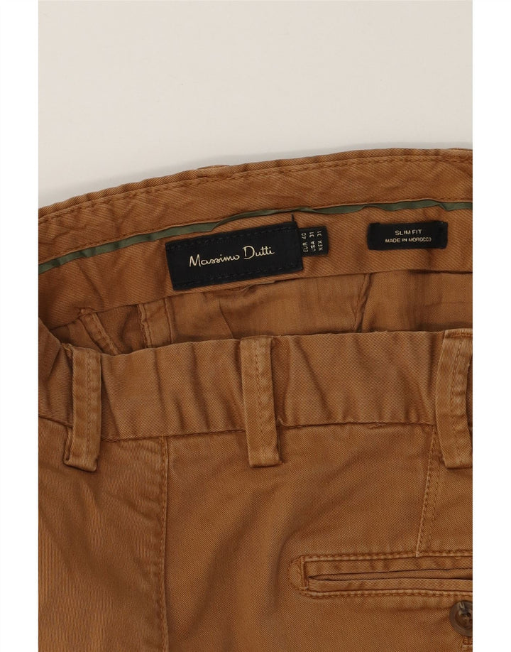 MASSIMO DUTTI Mens Slim Fit Chino Trousers EU 40 Medium W30 L32 Brown Vintage Massimo Dutti and Second-Hand Massimo Dutti from Messina Hembry 