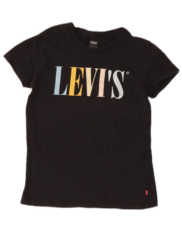Damska koszulka z grafiką Levi's Top UK 2 2XS, czarna bawełna