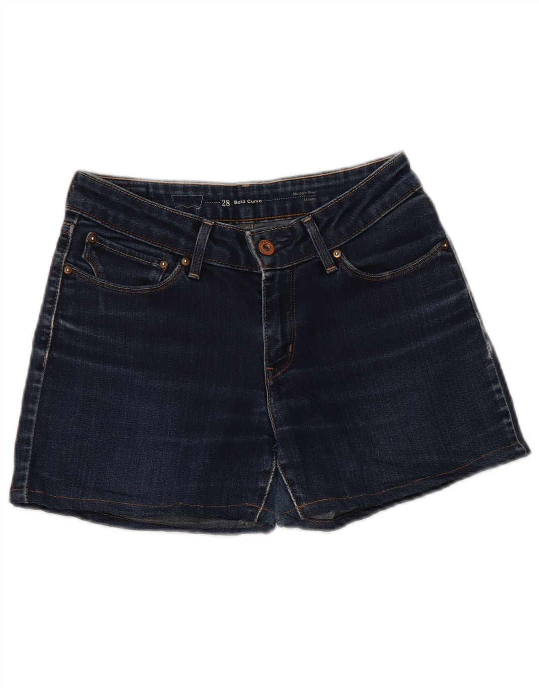 Damskie spodenki jeansowe Levi's Bold Curve W28 Średni granatowy bawełniany