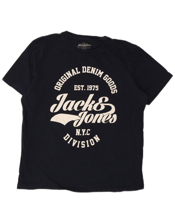 Męski T-shirt z grafiką Jack & Jones, 2XL, granatowy