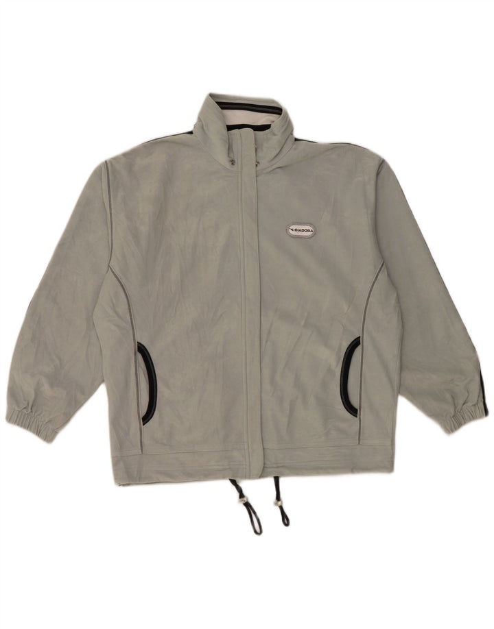 DIADORA Womens Oversized Tracksuit Top Jacket UK 6 XS Khaki Polyester