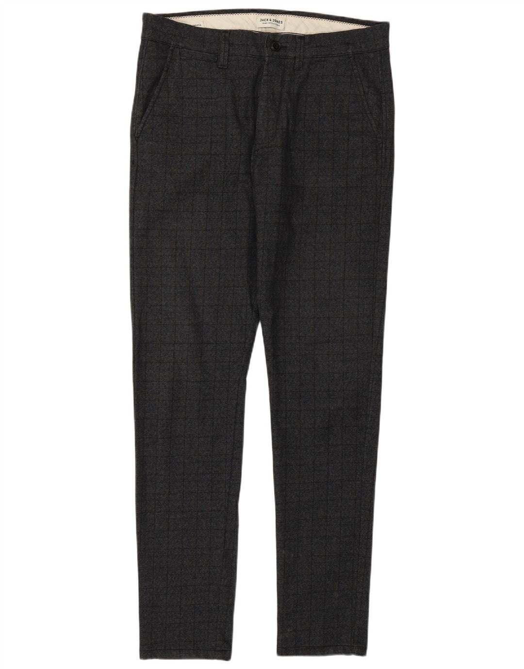 Męskie spodnie codzienne Jack & Jones Marco Slim W32 L34 Szary poliester w kratę