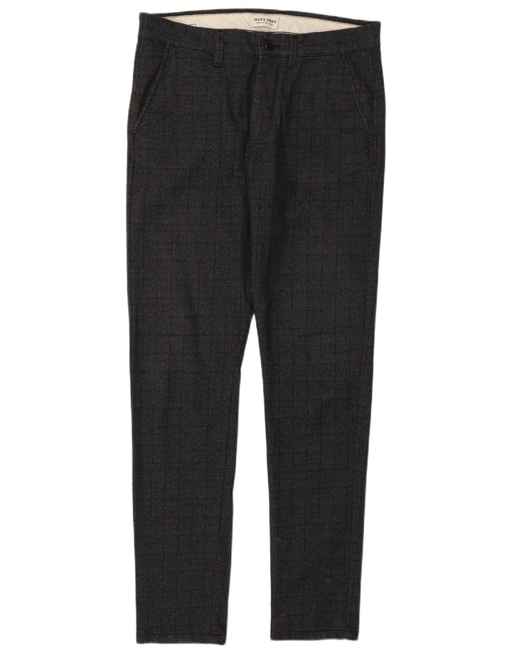 Męskie spodnie codzienne Jack & Jones Marco Slim W32 L34 Szary poliester w kratę