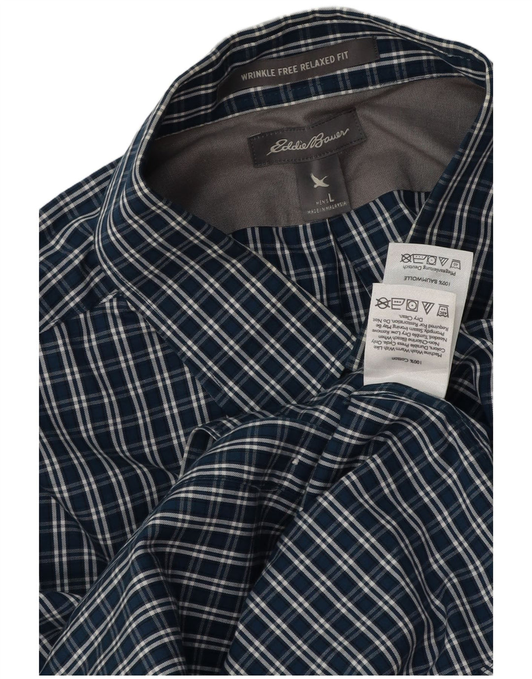 Męska koszula o swobodnym kroju Eddie Bauer, duża, granatowa, bawełniana