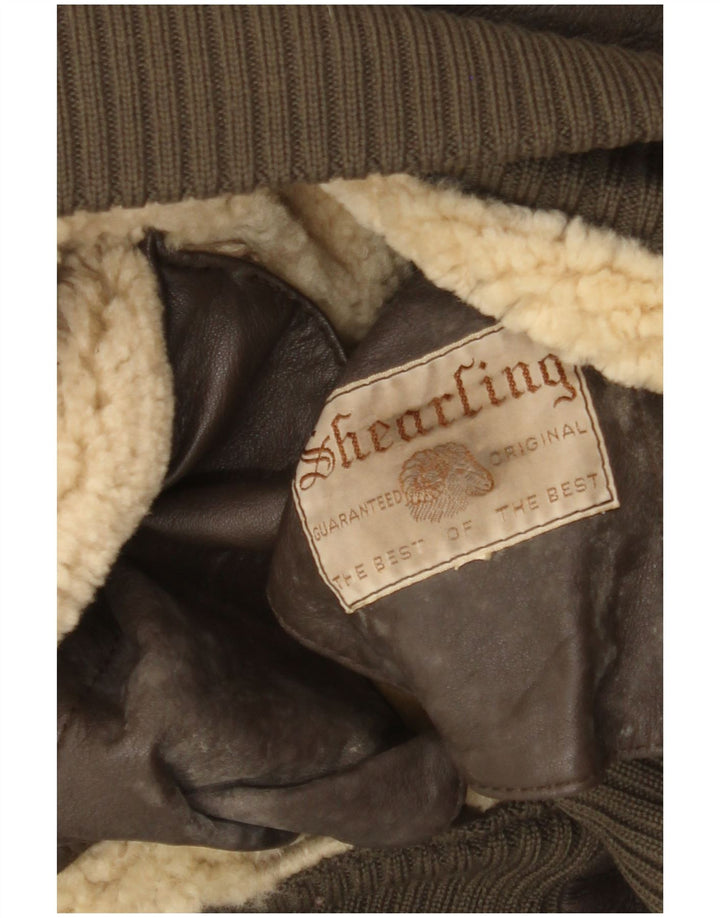 Vintage męska kurtka Bomber Shearling UK 36 Small Brown