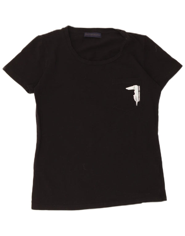 Damska koszulka z krótkim rękawem i grafiką Trussardi Top UK 12 Medium Black