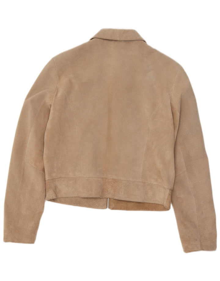 Kurtka damska In Extenso Crop Zamszowa UK 18 XL Beżowa skóra