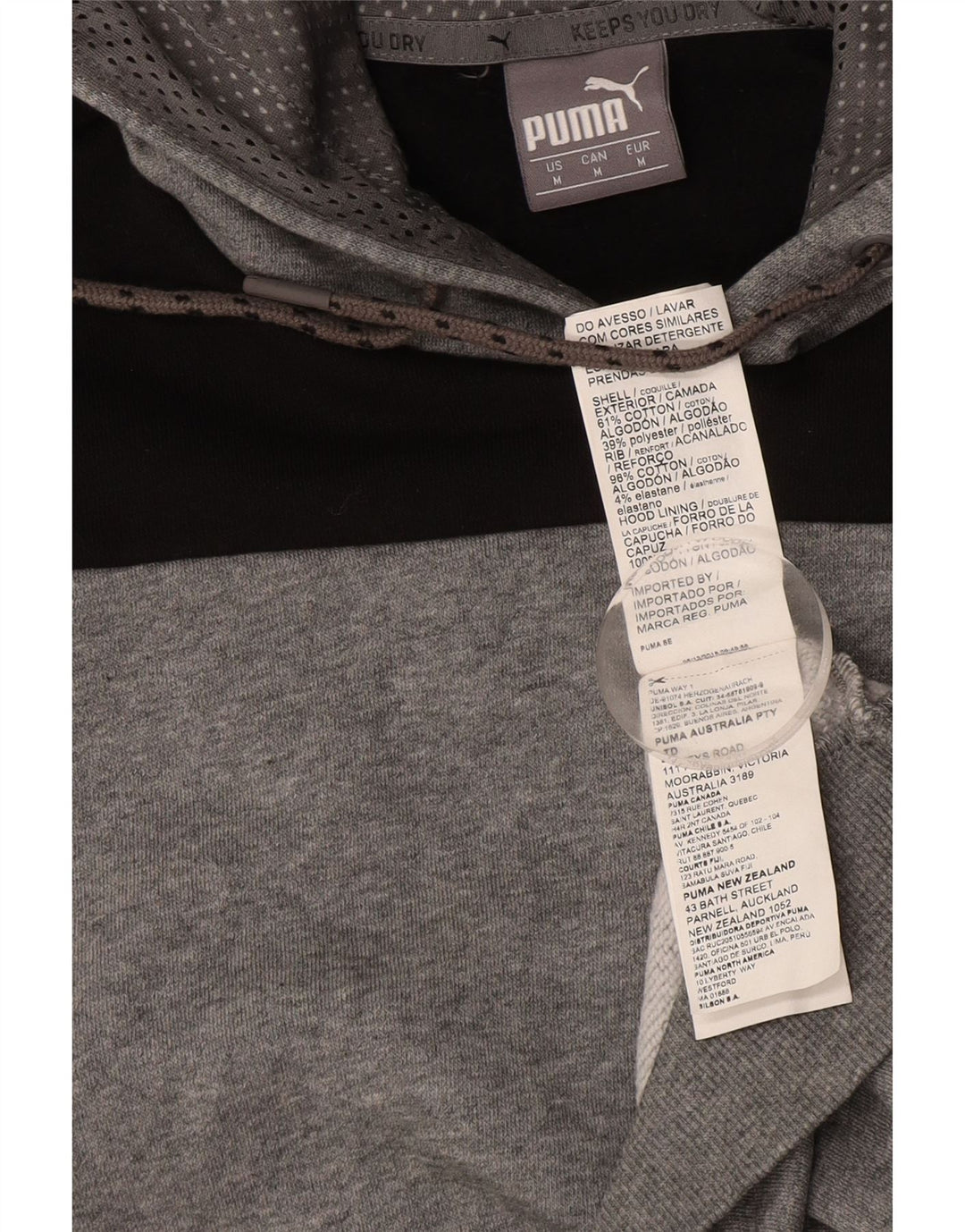 Męski sweter z kapturem i grafiką PUMA, bawełniany, średnioszary, z blokami kolorów