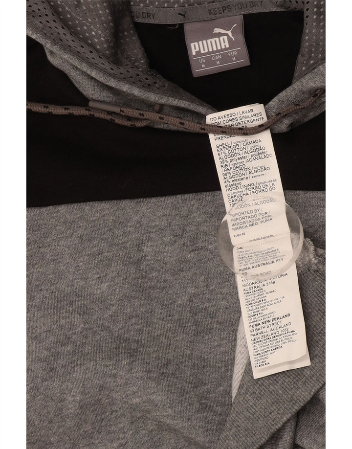 Męski sweter z kapturem i grafiką PUMA, bawełniany, średnioszary, z blokami kolorów