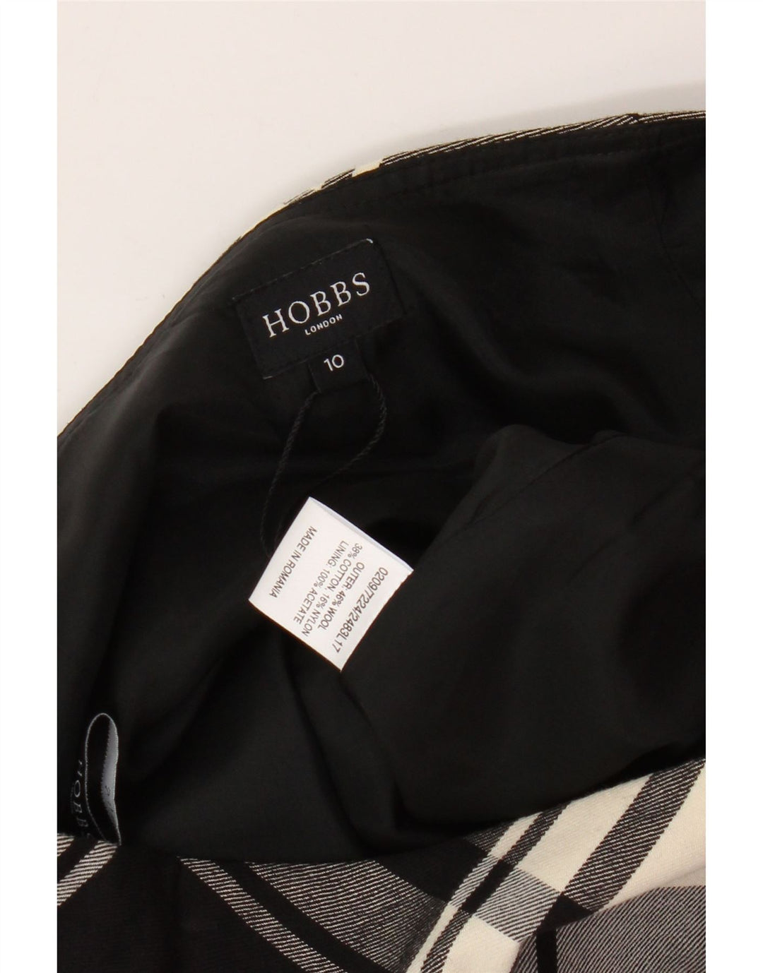 Damska spódnica mini Hobbs UK 10 Small W28 Szara wełniana kratka