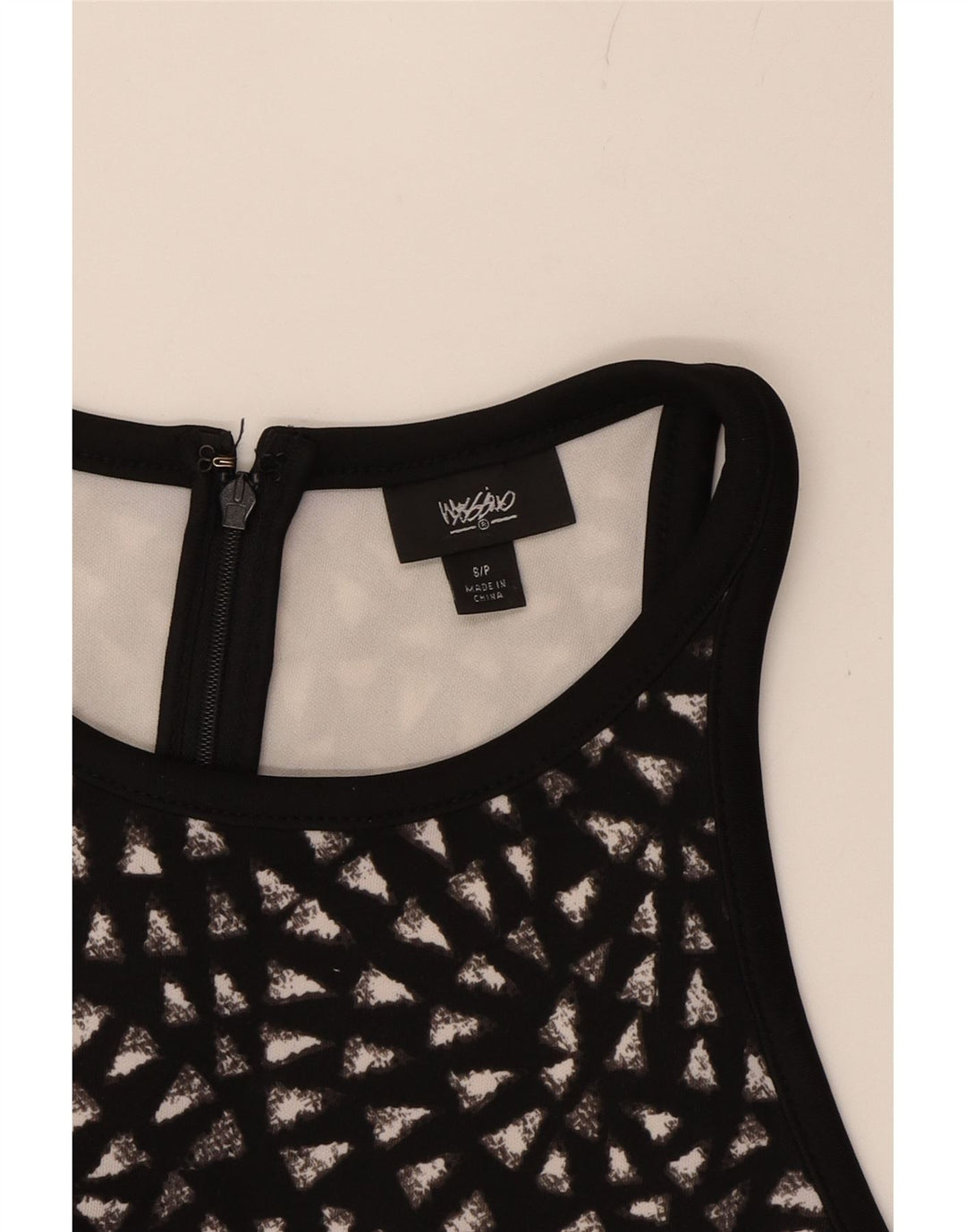 MOSSIMO Womens Sleeveless A-Line Dress UK 10 Small Black Geometric Vintage Mossimo and Second-Hand Mossimo from Messina Hembry 