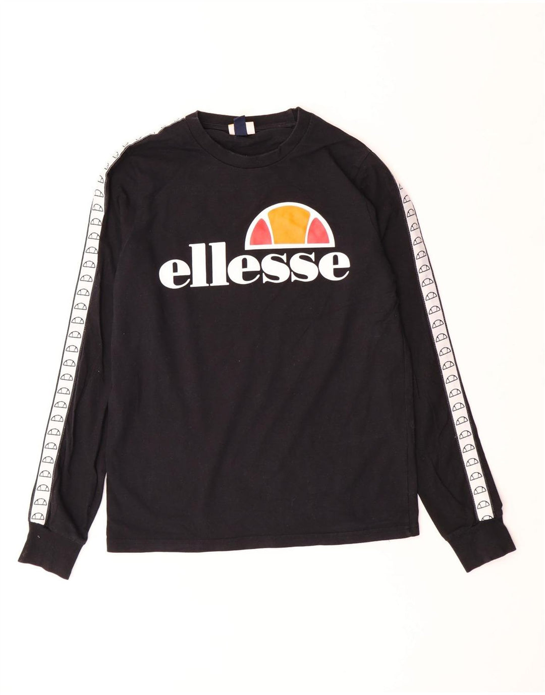 ELLESSE Womens Oversized Graphic Top Long Sleeve UK 10 Small Black Cotton