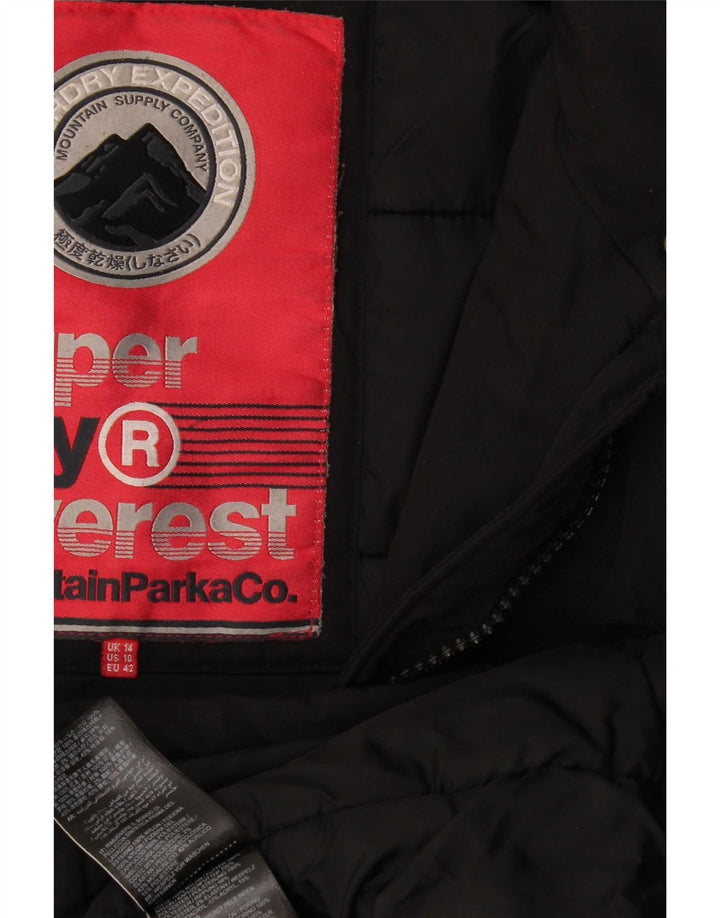 Damska kurtka parka Superdry UK 14, duża, czarna, poliester