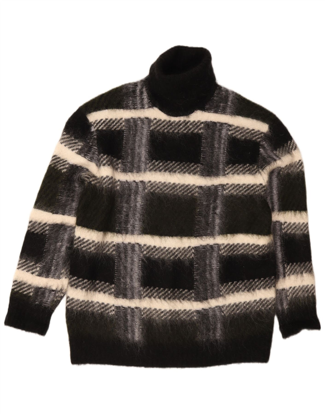 Cos Damski sweter oversize z golfem UK 14, średnia czarna krata